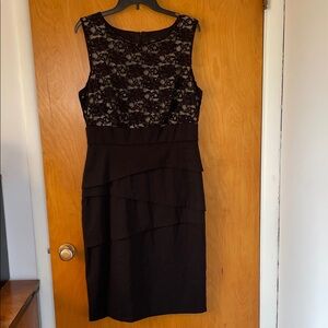 Connected Apparel Black Lace Midi Dress Size 14